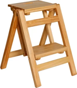 Gblue Solid Wood Folding Ladder
